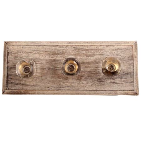 Clear Glass Round Cut Wooden Hook